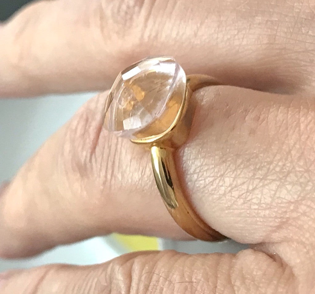 Vintage alt Damen Ring rosa Stein Silber 925 Gr.54 Rubbelit? vergoldet