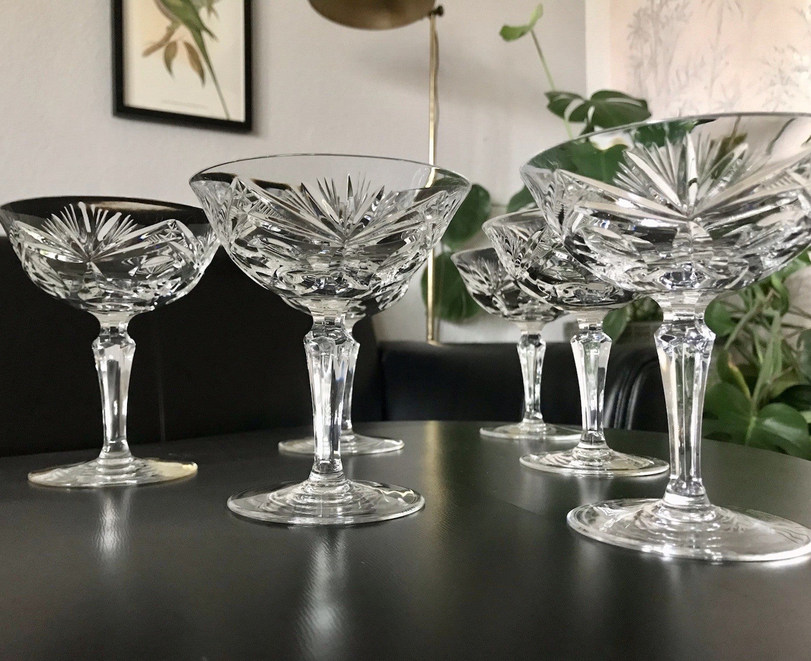 Vintage 6 Champagnerschalen Sektschalen Kristallglas Bleikristall Nachtmann