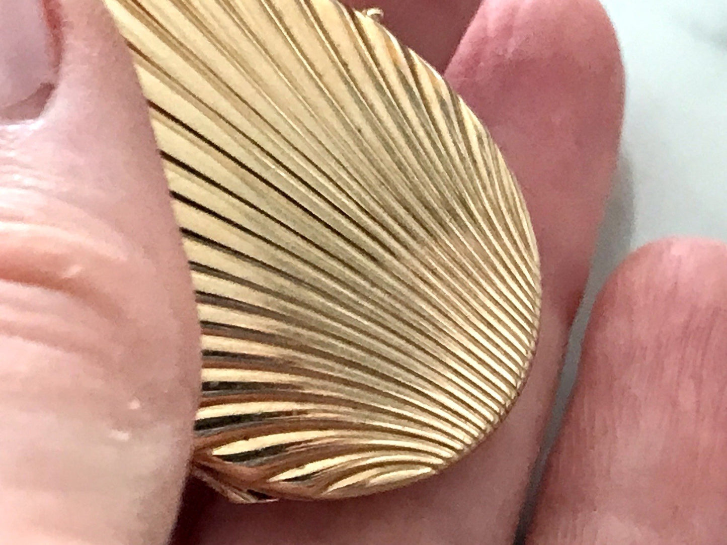 Vintage Kettenanhänger Anhänger Foto Medaillon Muschel Amerikan Double vergoldet