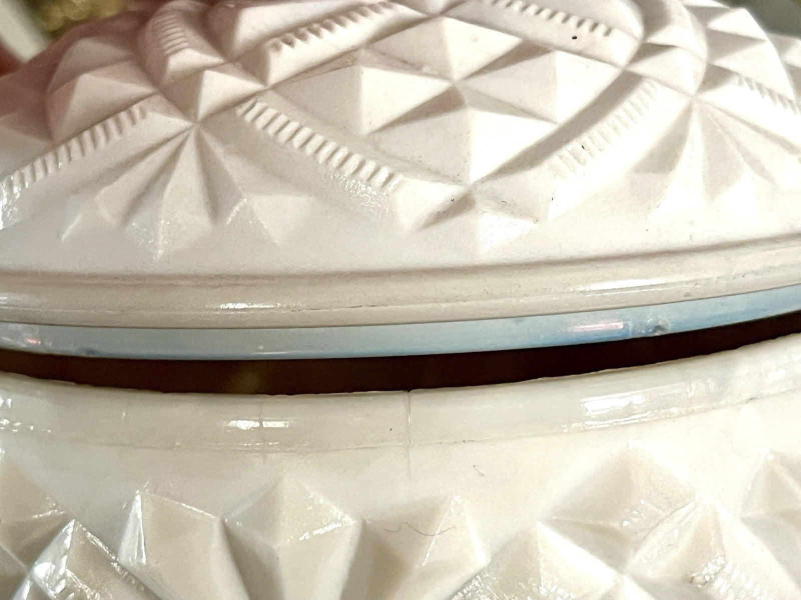 Antik Jugendstil Glasdose Dose Opalglas Deckeldose Pressglas SCHÖN Opalin