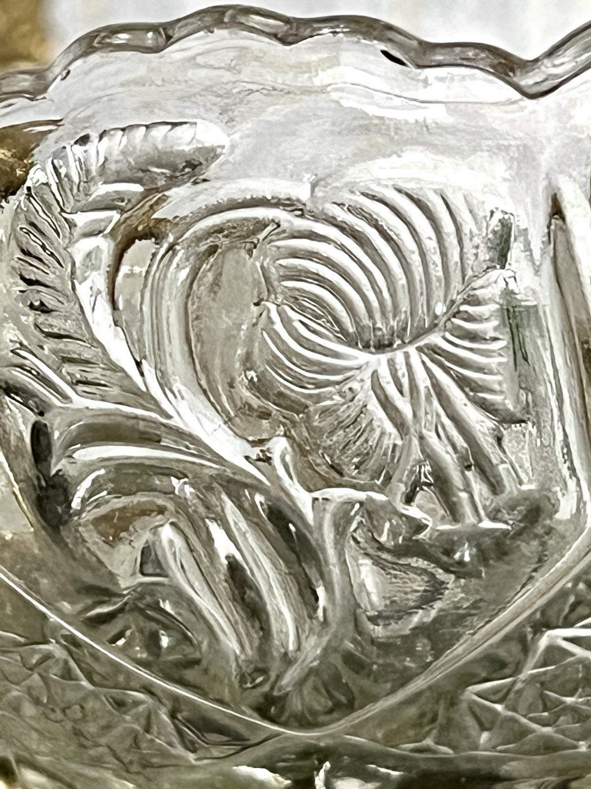 Antik Jugendstil Pressglas Glas Fußschale Schale Zuckerschale