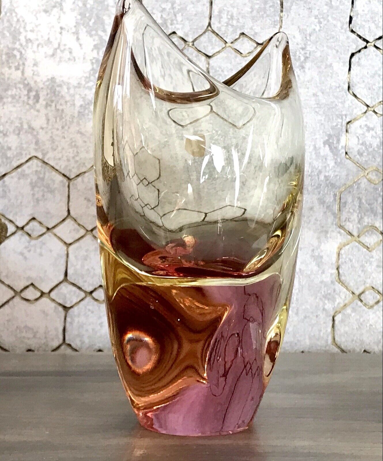 Vintage Glasvase Vase Glas Czechoslovakia Miloslav Klinger ZBS Zelezny Brod