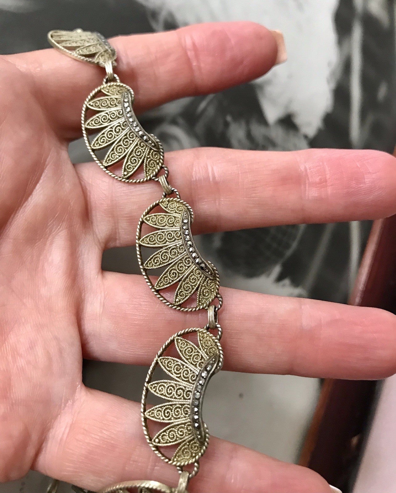 Antik Theodor Fahrner Designer Collier 925 Silber vergoldet Markasite Halskette