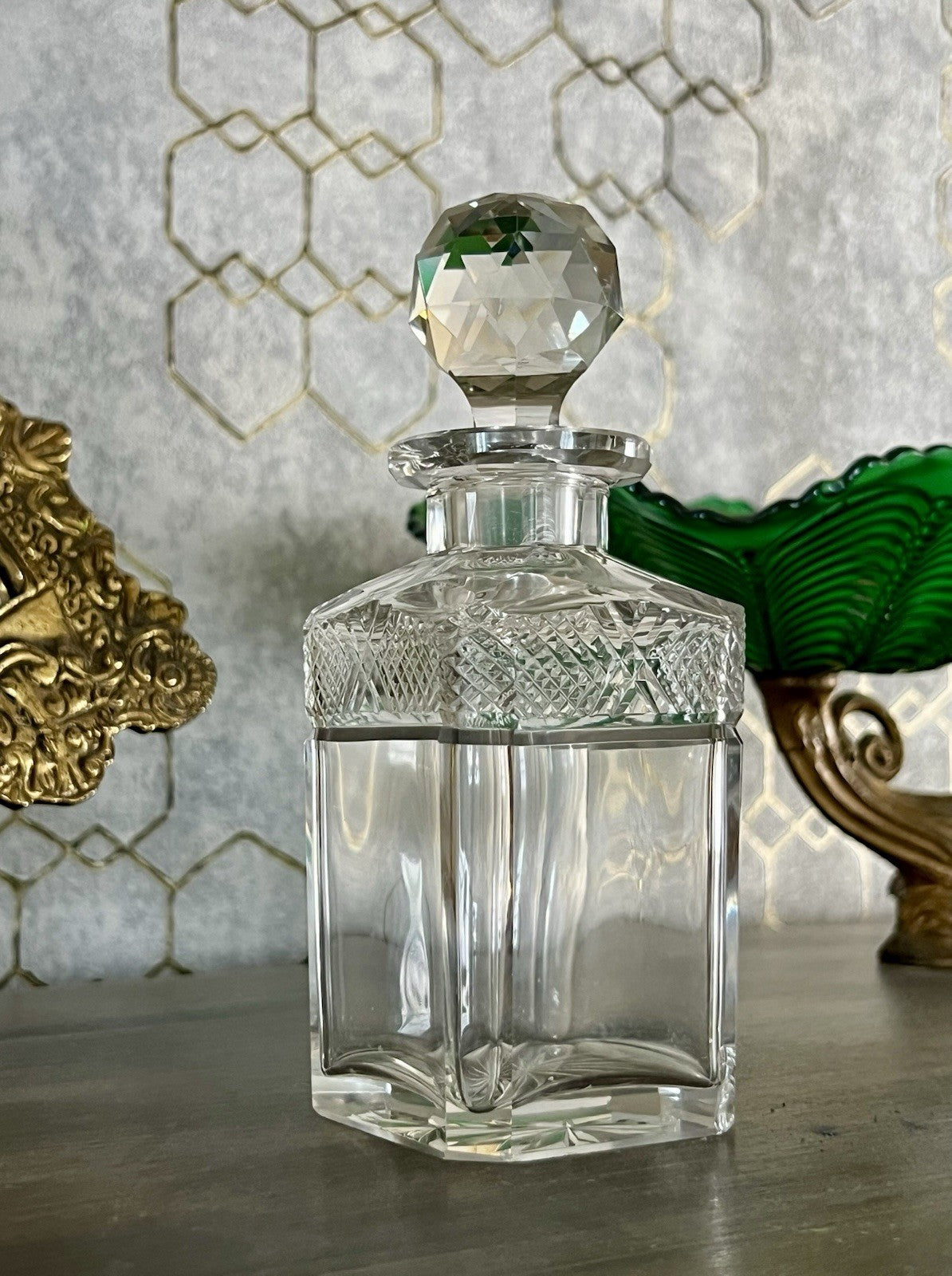 Antik Baccarat 1x Flakon Parfüm kleine Glaskaraffe Schnitt Bleikristall