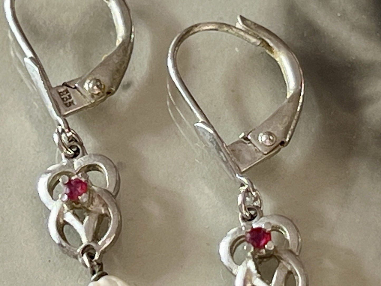 Antik Jugendstil Ohrhänger Ohrringe DAMEN Silber 835 SUPER Design barocke Perle