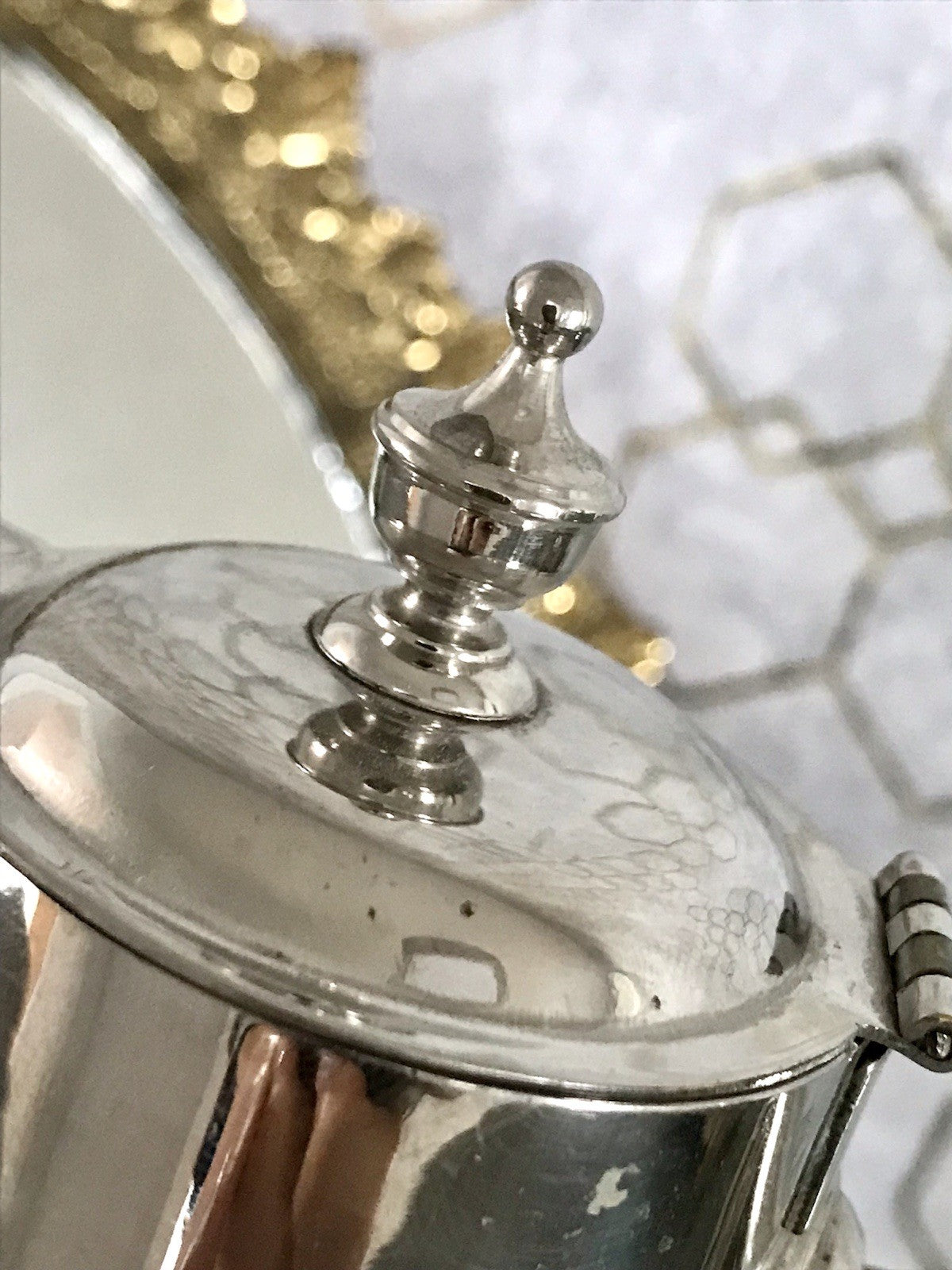 Antik Karaffe Dekanter Metallmontur versilbert? Kristallglas Schliff Edel!