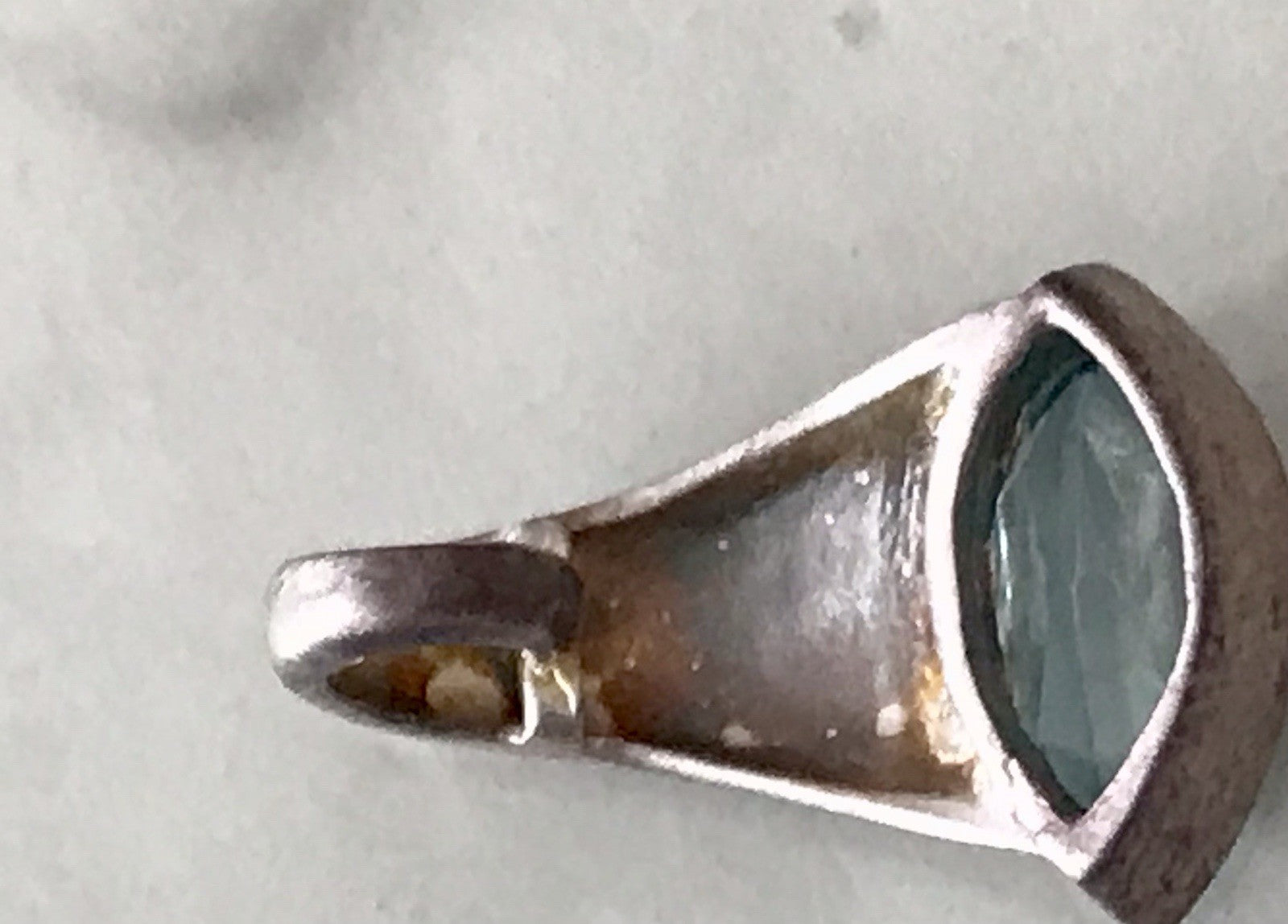 Vintage Kettenanhänger Anhänger Silber blauer Stein Designer