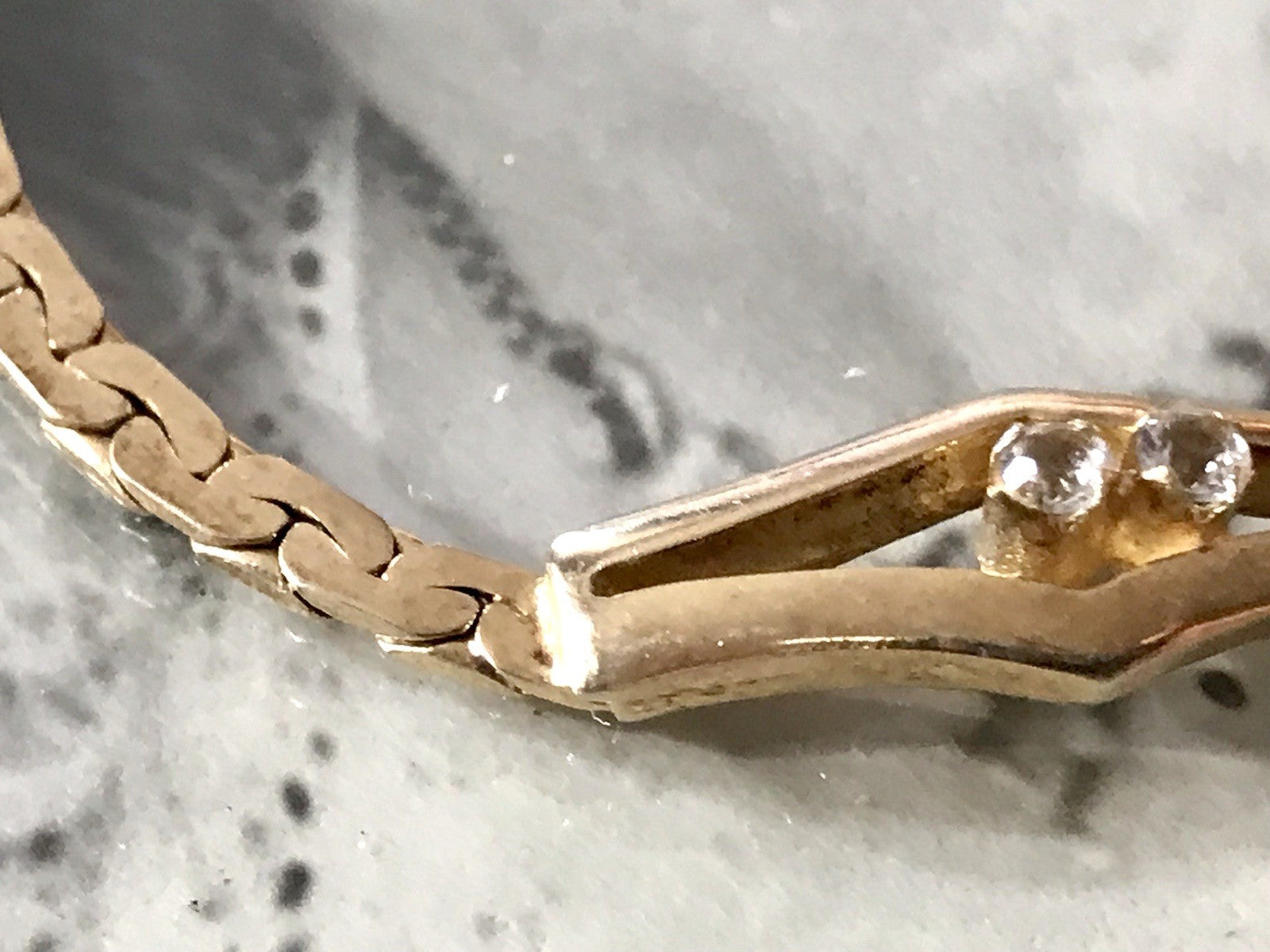 Alt Edel Vintage 835 Silber vergoldet Collier Halskette farblose Steine