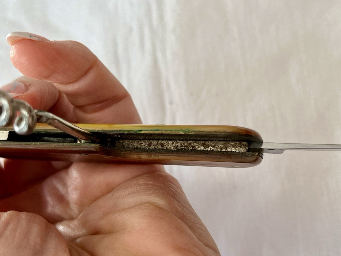 Antik Vintage Taschenmesser Klappmesser Jagdmesser Max Flus Remscheid Lederetui
