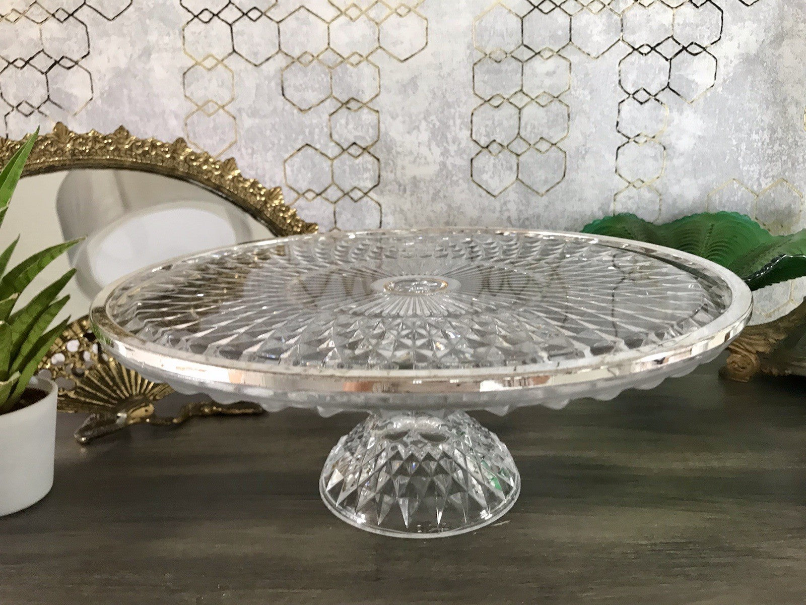 Vintage WMF Tortenständer Tortenplatte Glas Kristallglas Bleikristall Diadem