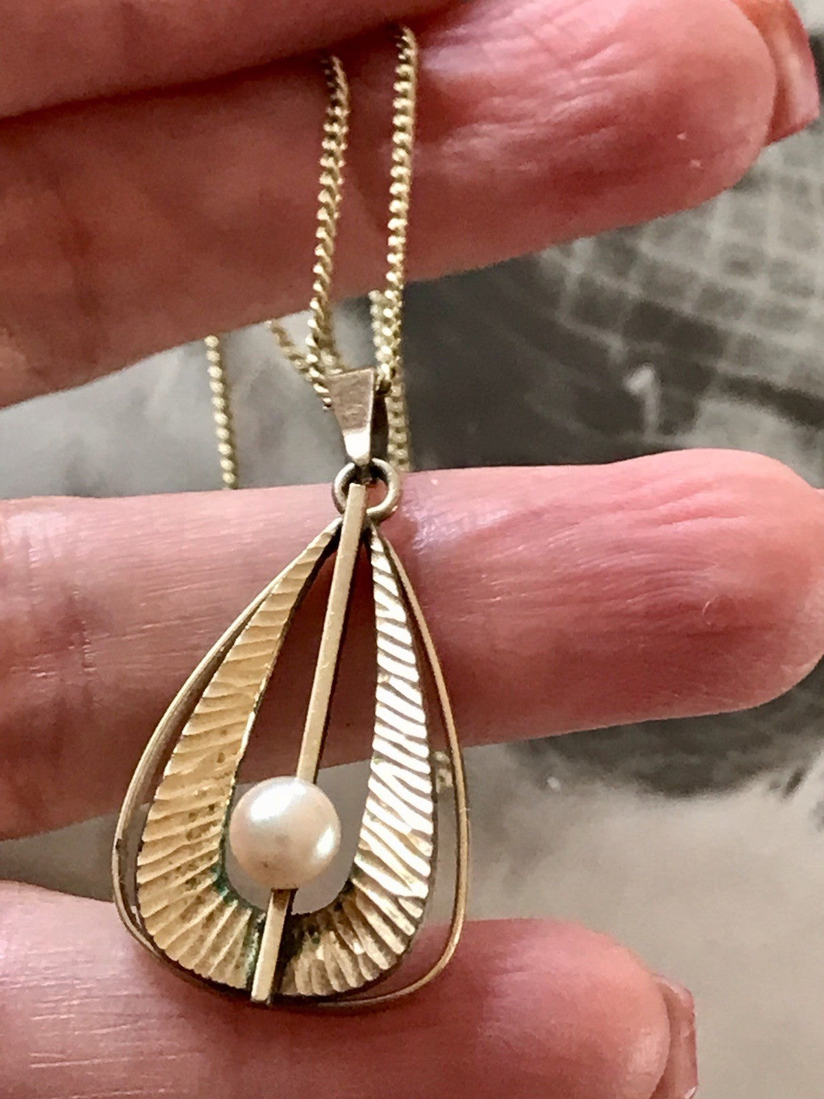 Vintage Designer Anhänger Perle Amerik. Doublè vergoldet