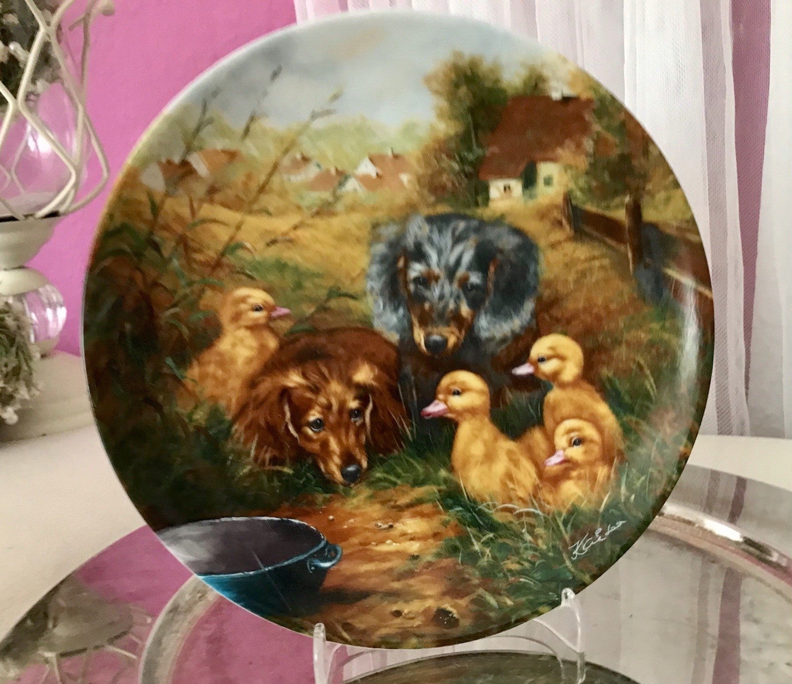 Porzellan Wandteller Zierschale Teller Seltmann Heitere Tiergeschichten 1991