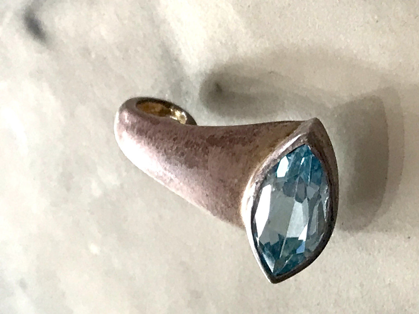 Vintage Kettenanhänger Anhänger Silber blauer Stein Designer