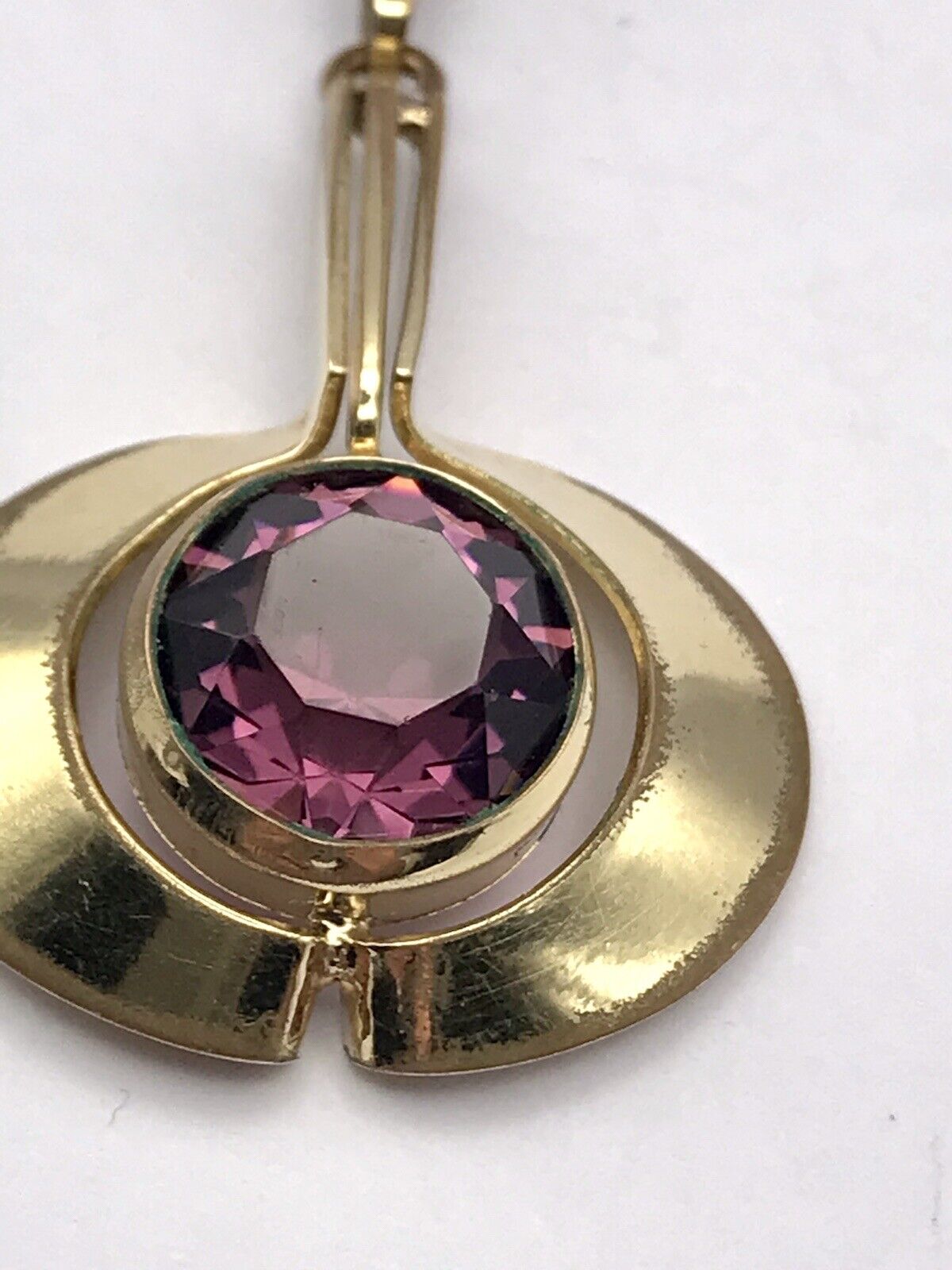 Vintage TeKa Designer Anhänger lila Stein Amethyst? Amerik. Doublè vergoldet