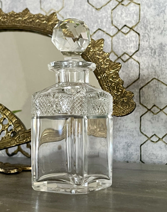 Antik Baccarat 1x Flakon Parfüm kleine Glaskaraffe Schnitt Bleikristall