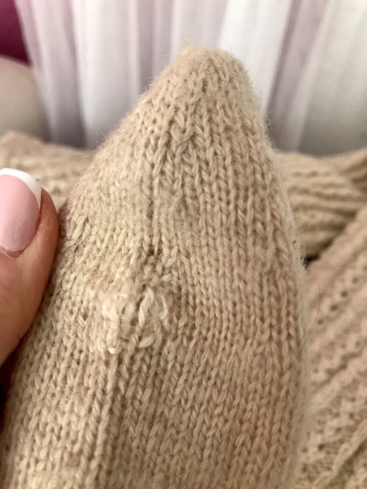 Antik Strümpfe Overkneestrümpfe Schaf-Wolle beige Trachten?