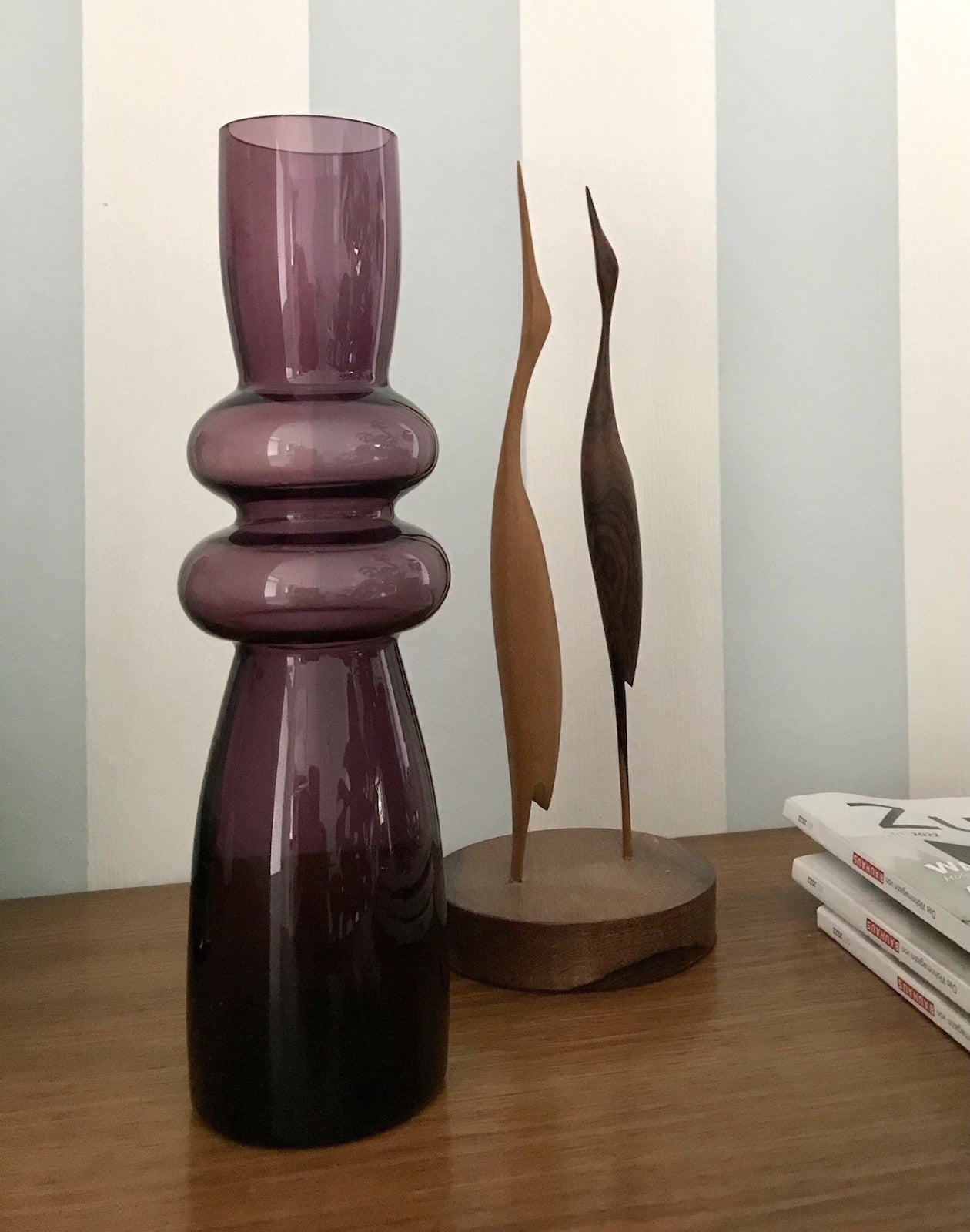 Vintage mid century Vase 60er 70er Glasvase mundgeblasen WUNDERSCHÖN!! lila