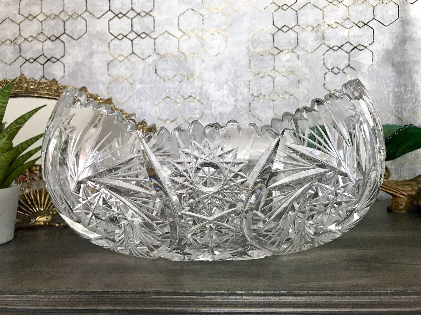 Groß EDEL Bleikristall Schale Glasschale Jardiniere Kristallglas Glas Böhmen