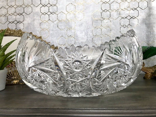 Groß EDEL Bleikristall Schale Glasschale Jardiniere Kristallglas Glas Böhmen