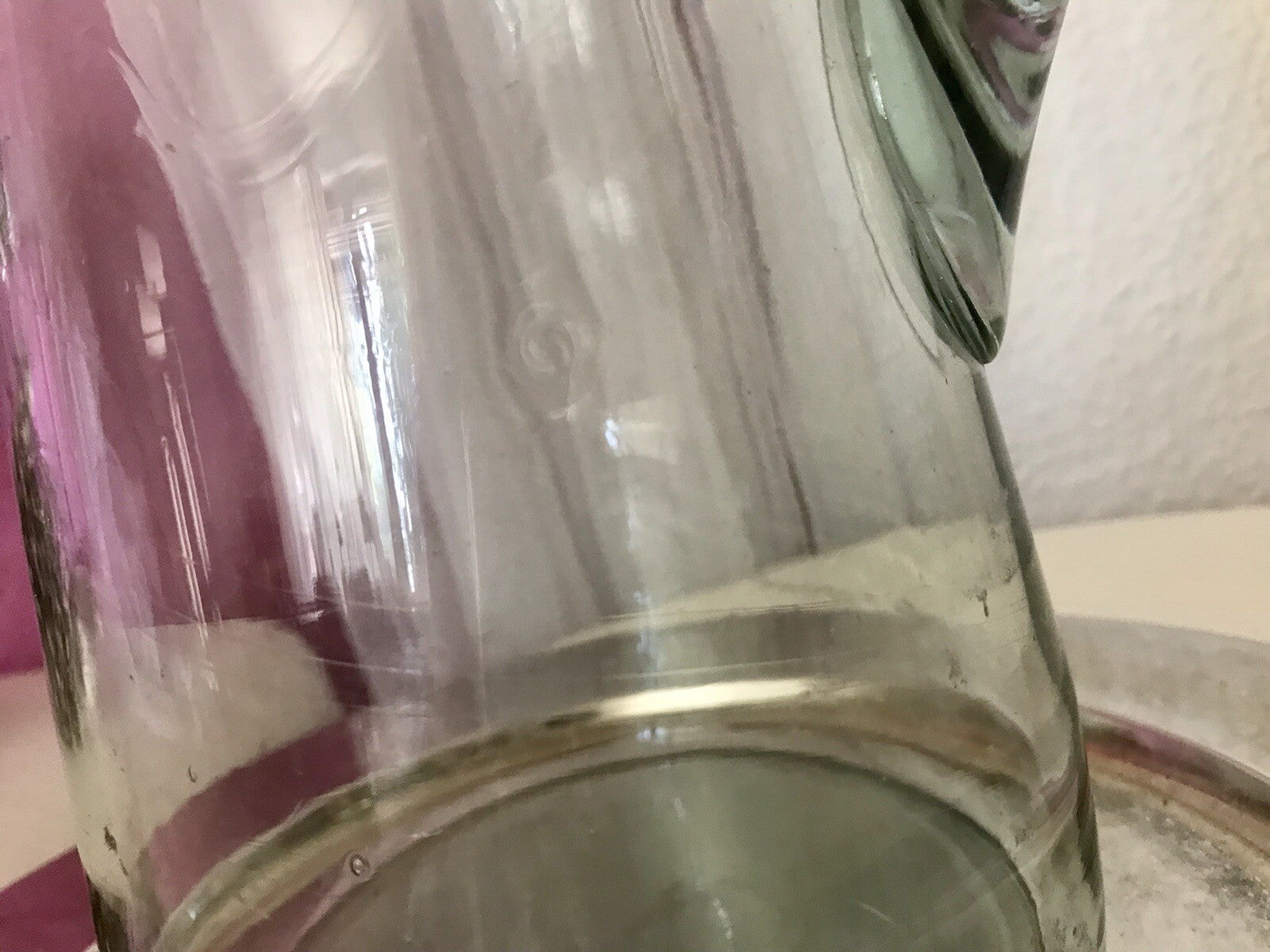 Antik groß Krug Glas Karaffe Kanne Wasserkrug Glas mundgeblasen light türkis