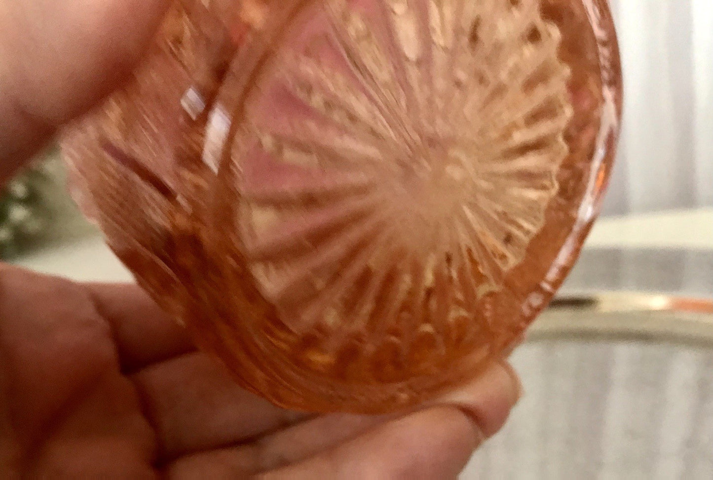Antik Art Déco Dose Deckeldose Zierdose Pressglas Rosalin rosa Glas