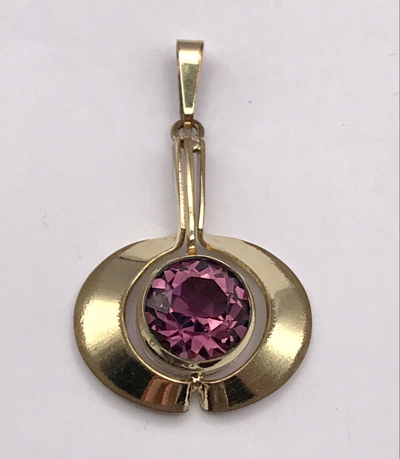 Vintage TeKa Designer Anhänger lila Stein Amethyst? Amerik. Doublè vergoldet