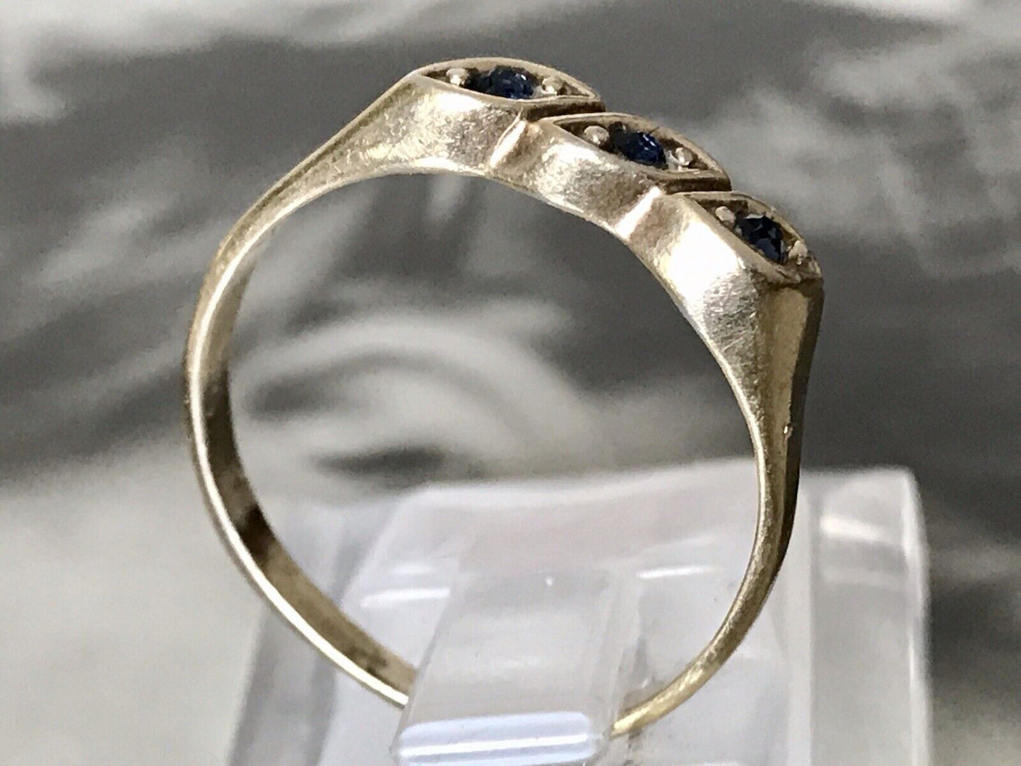 Antik ? alt DAMEN RING Silber 925 Gr. 59 18,8 blaue Steine Saphire? vergoldet