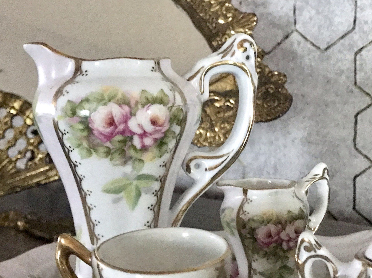 Replik Puppenservice Porzellan Kaffeeservice Geschirr Miniatur MO Othengrafen