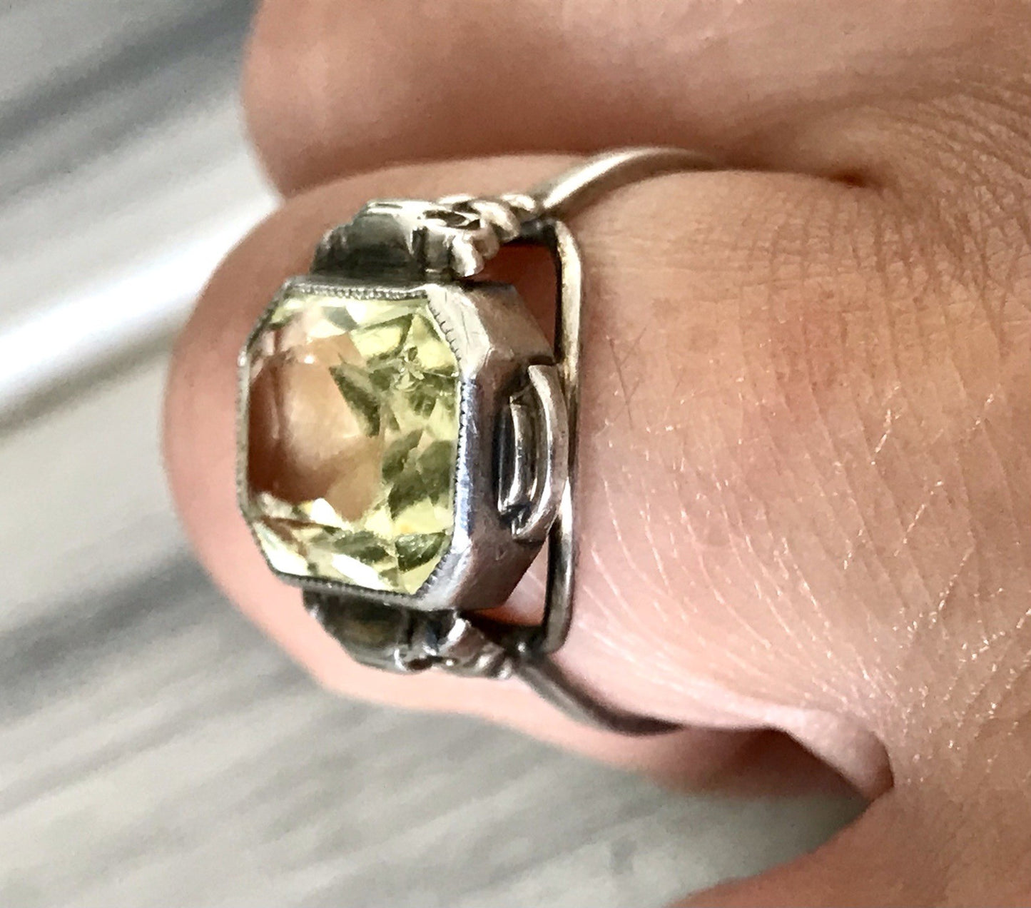 Antik Jugendstil Art Déco Edel Damen Ring Citrin? Stein Silber 830 S ~ Gr.54-56