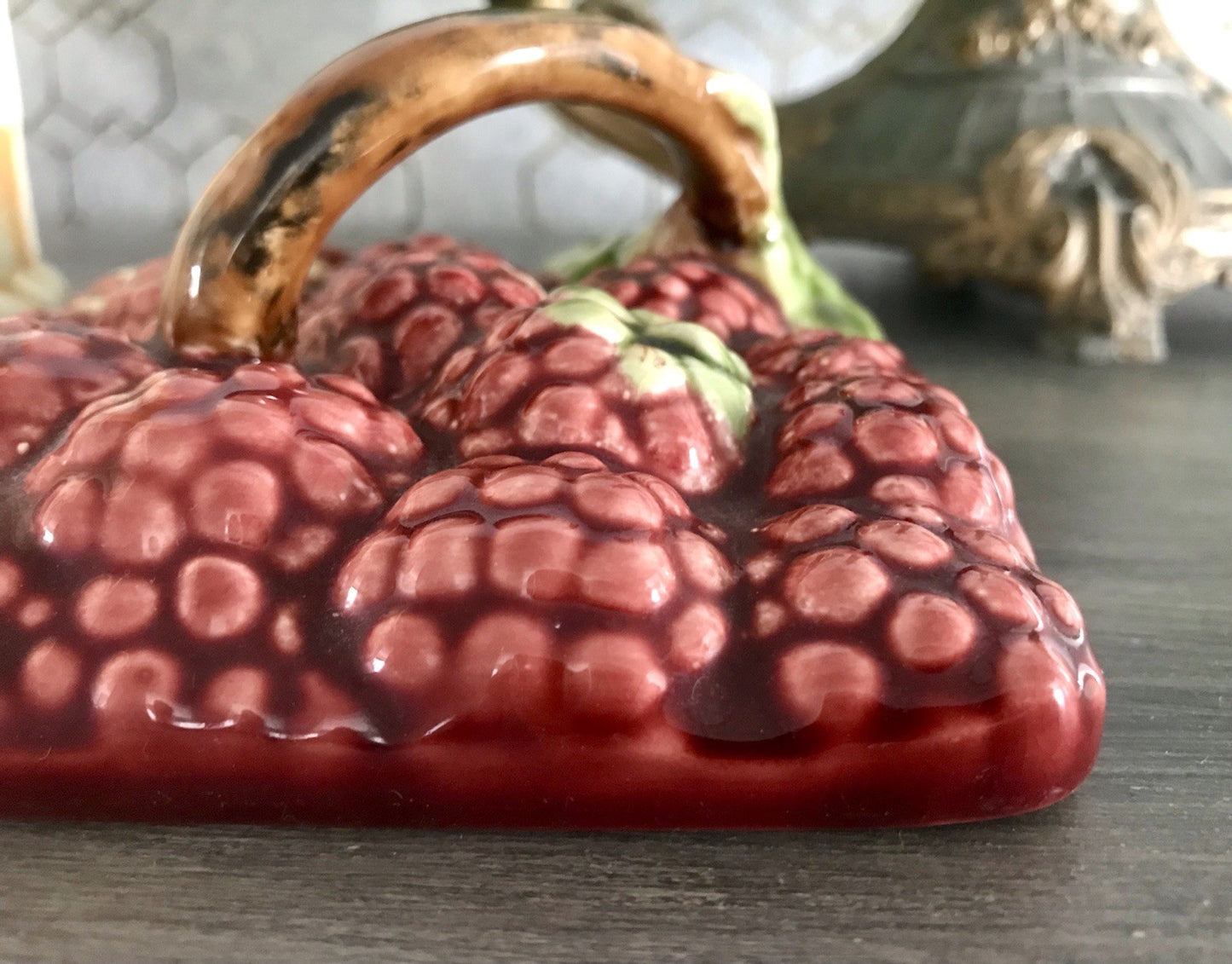 Antik Sarreguemines France Majolika Keramik  Korb Zierschale Schale Obstkorb