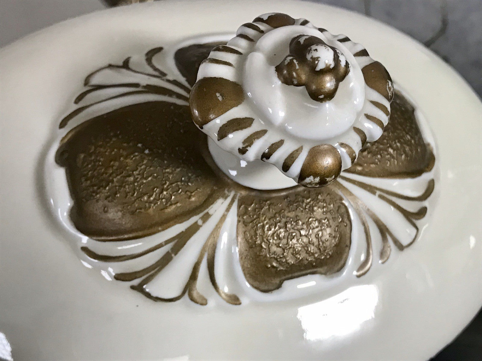 Antik Art Déco Porzellan Dose Deckeldose Schatulle Bonboniere Neu-Tettau 1930