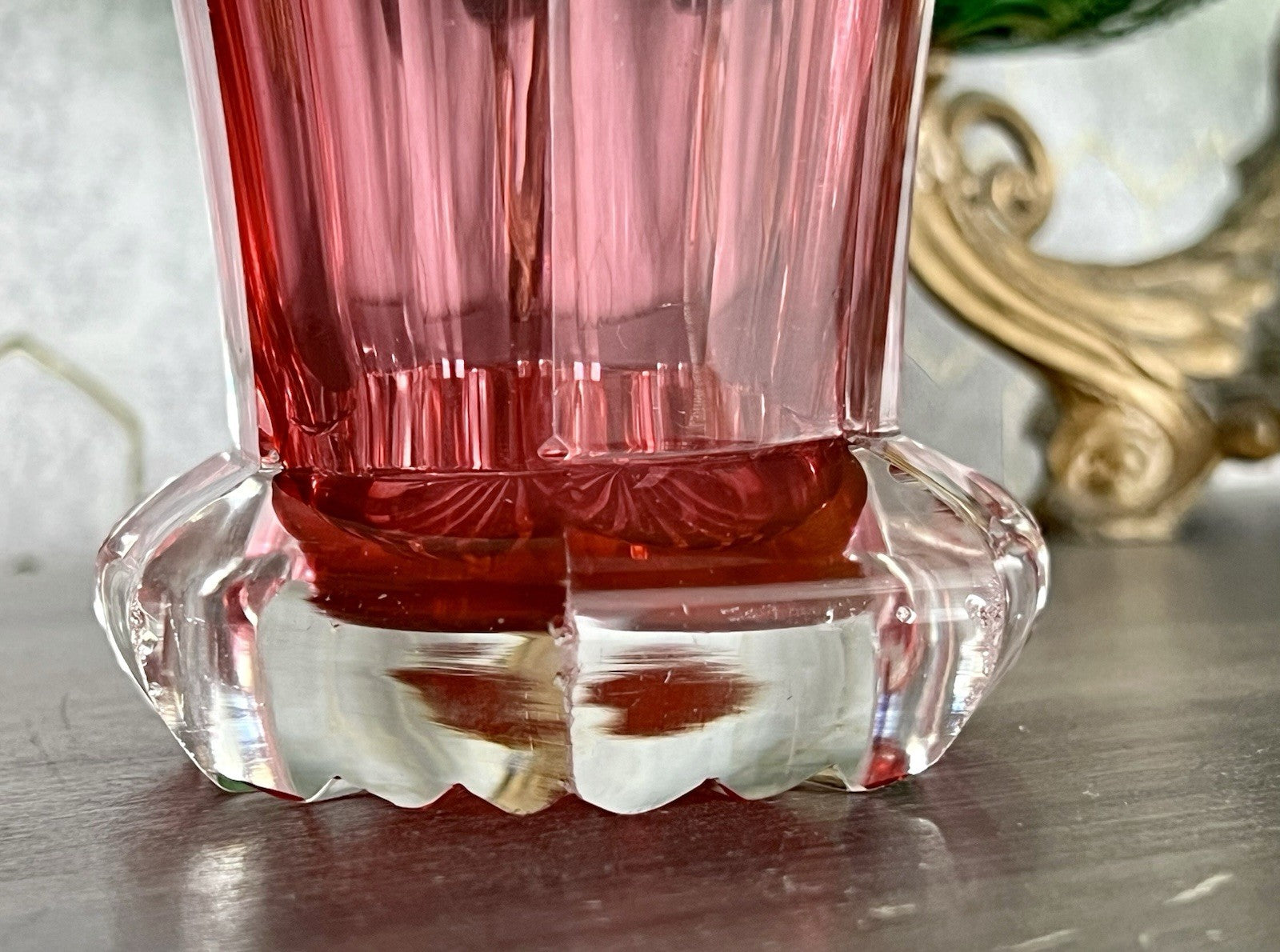 Antik Fußbecher Rubinrot Becher Weinglas Ranftbecher Glas goldrubin