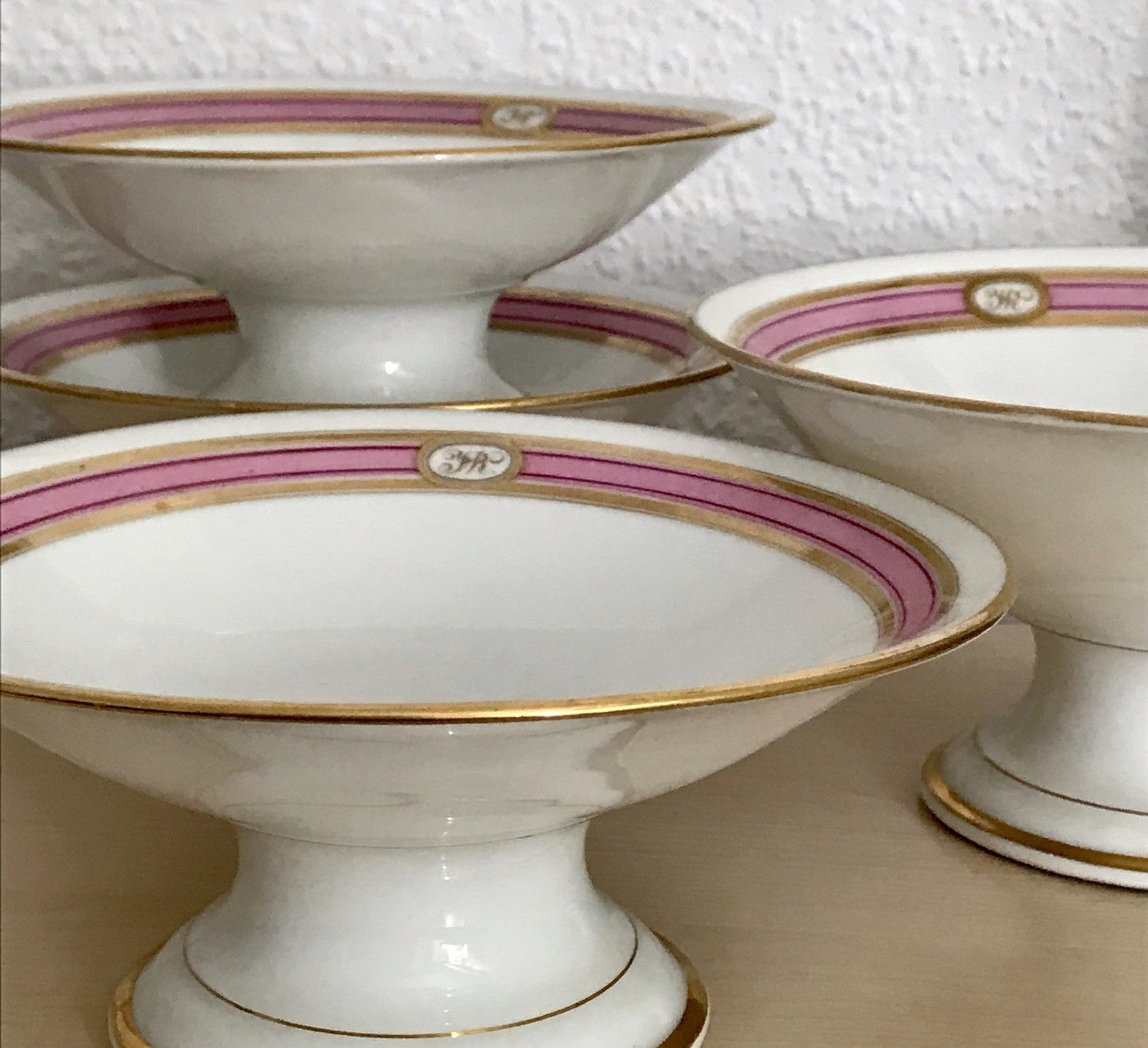Antik Biedermeier Porzellan Fußschale Schale auf Fuß  ~1845 Ligatur Monogramm JR