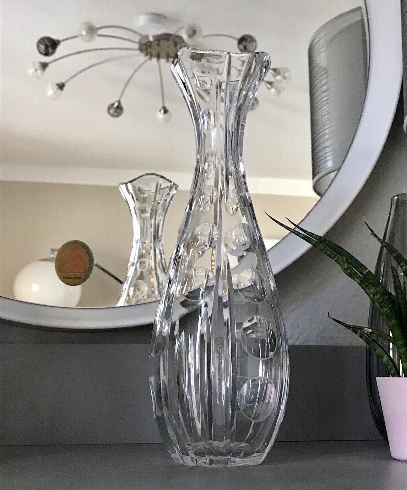 Edel! Vintage 60er 70er Vase Glasvase Kristallglas Space Age wunderschön! MCM