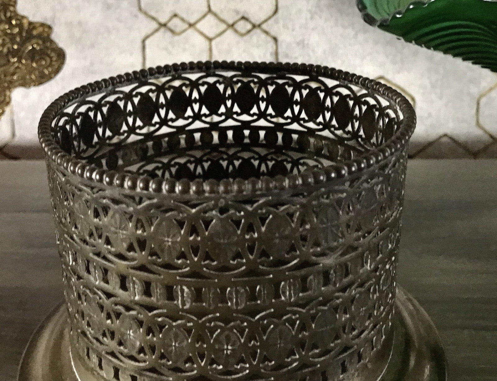 Antik Flaschenhalter Weinflaschenhalter versilbert Jugendstil wunderschön