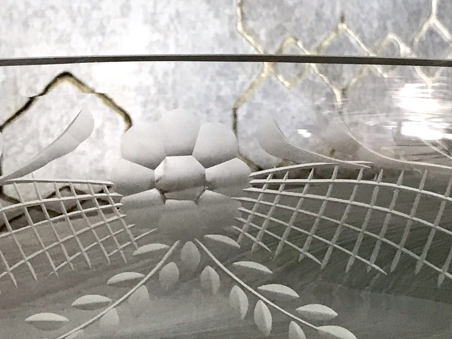 Antik EDEL Art Déco Schale Glasschale mundgeblasen geschliffen mit Henkeln