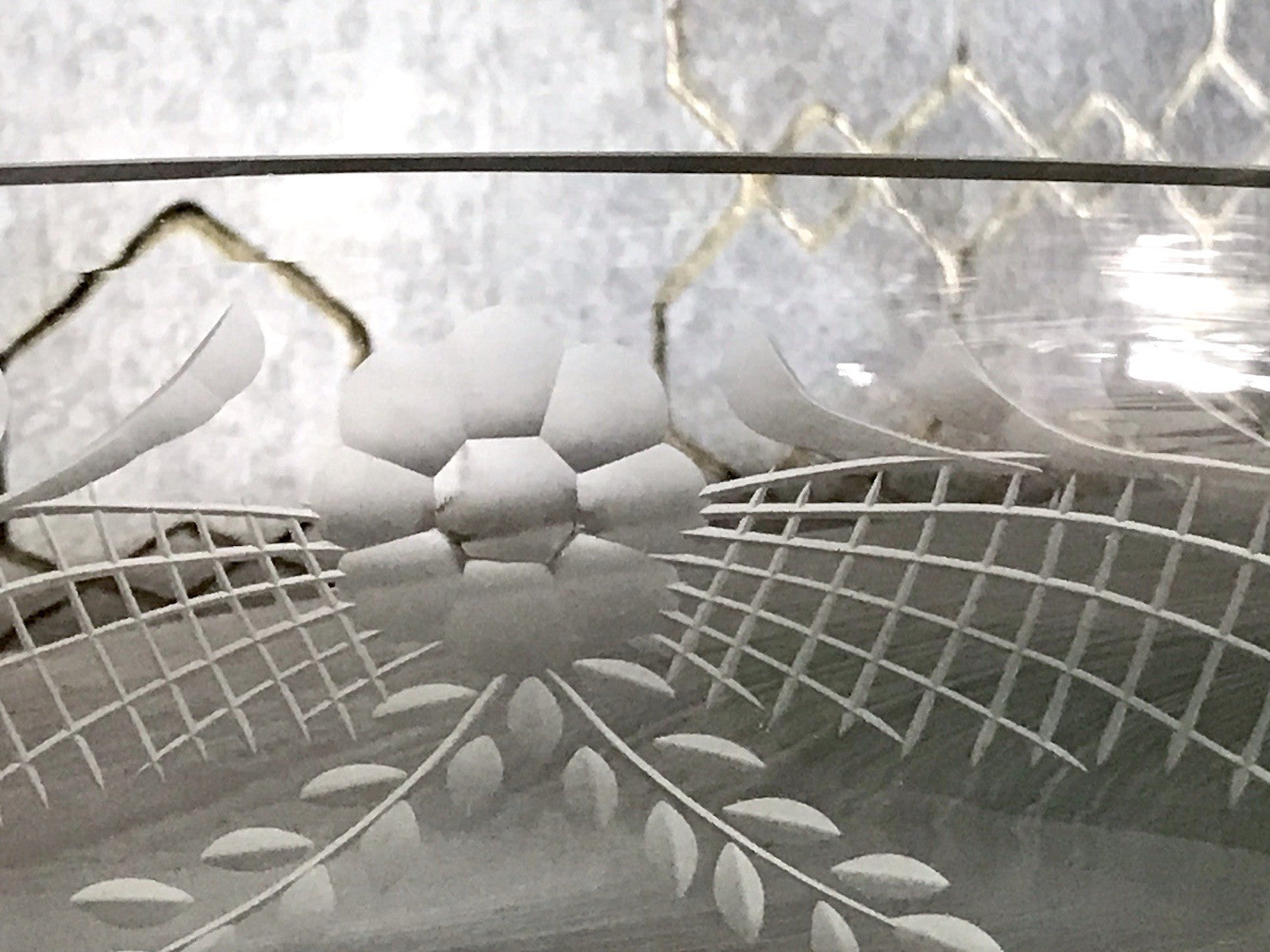 Antik EDEL Art Déco Schale Glasschale mundgeblasen geschliffen mit Henkeln