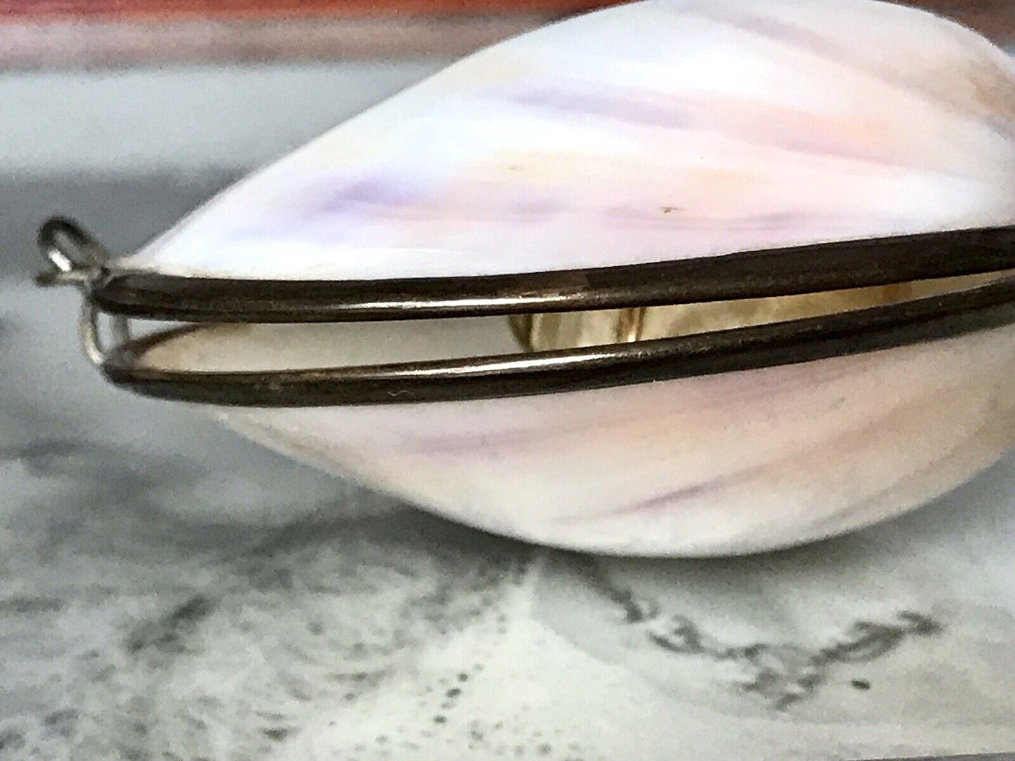 Antik Muschel Dose Tabatiere Schmuckdose Schnupftabakdose Metallmontur