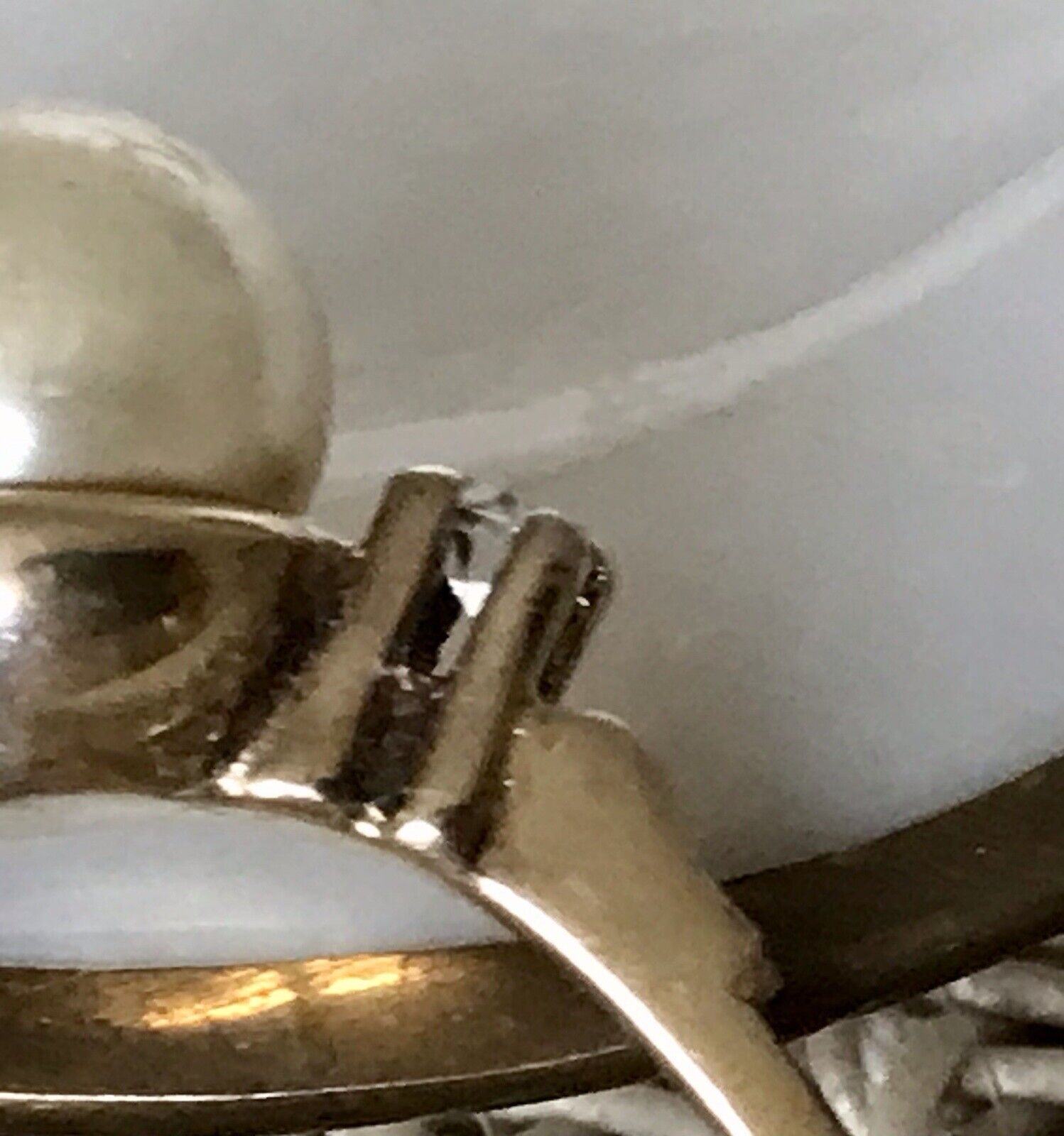 Antik Alt Edel DAMEN RING Silber 925 Perle farblose Steine Gr.58 18,4 vergoldet