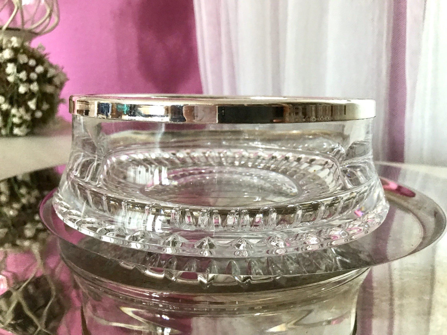 Vintage Nachtmann Glasschale Schale Glas versilberter Rand Bleikristall Europa