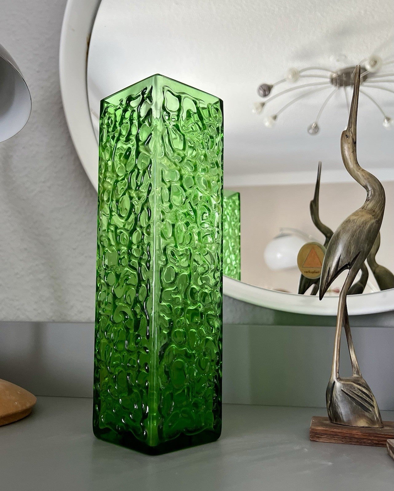 Vintage 60er 70er Design Glasvase Glas GRÜN Vase Bubble Pop Bengt Orup