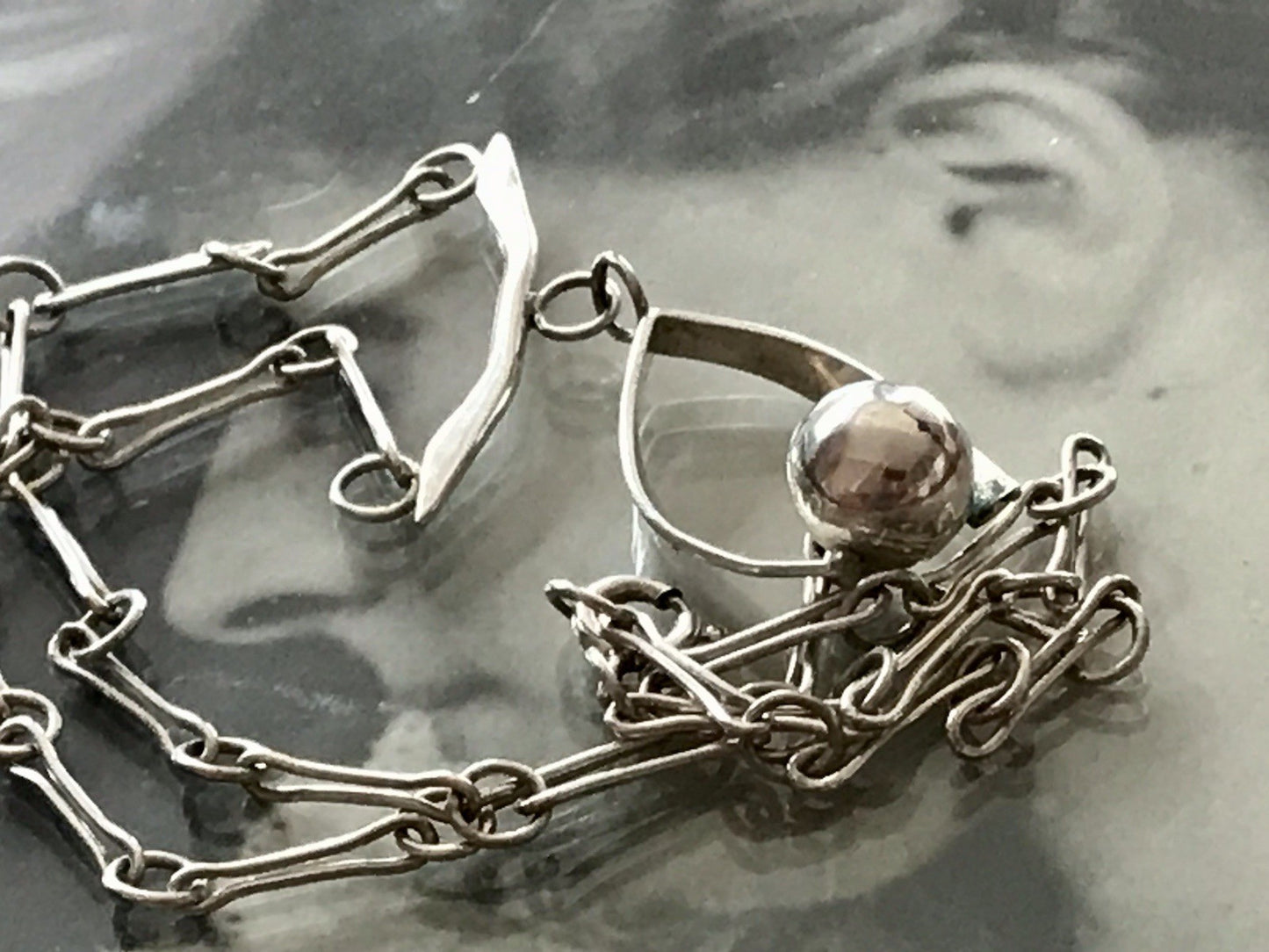 Vintage Modernist Designer 925 Silber Collier Halskette Kette Collier Polen