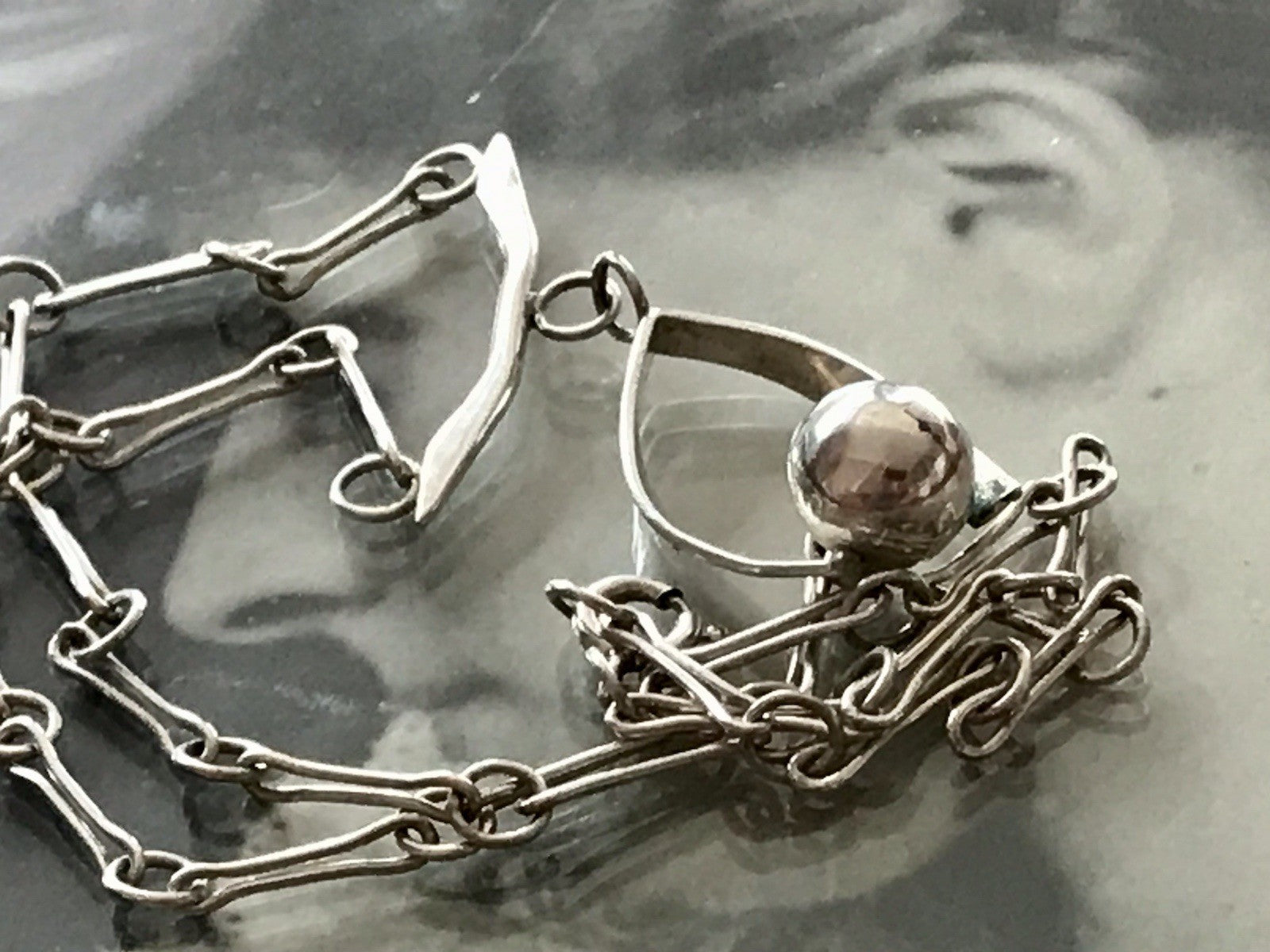 Vintage Modernist Designer 925 Silber Collier Halskette Kette Collier Polen