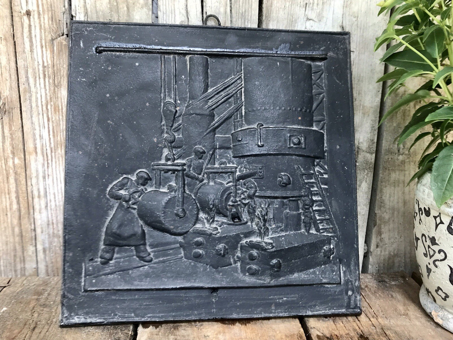 Alt Vintage Eisenguss Wandrelief Bild Relief Gusseisen Eisenhütte Biedenkopf