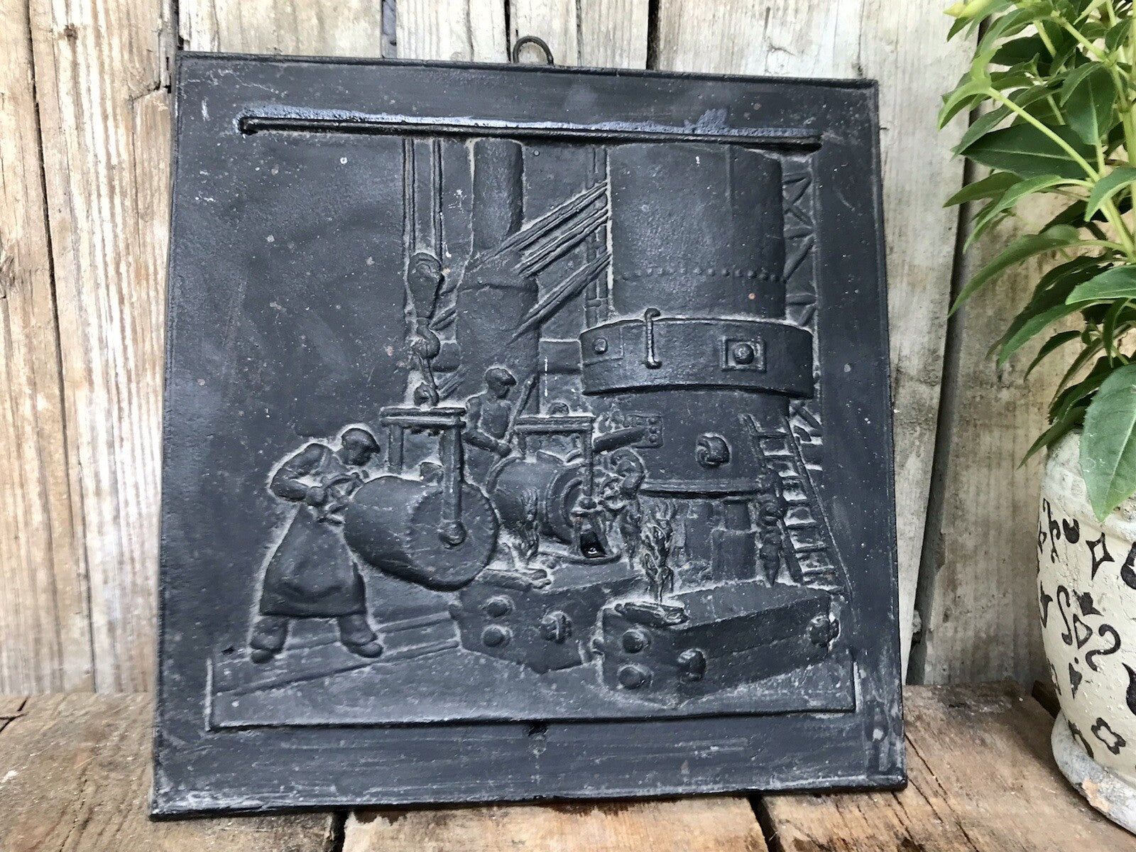 Alt Vintage Eisenguss Wandrelief Bild Relief Gusseisen Eisenhütte Biedenkopf