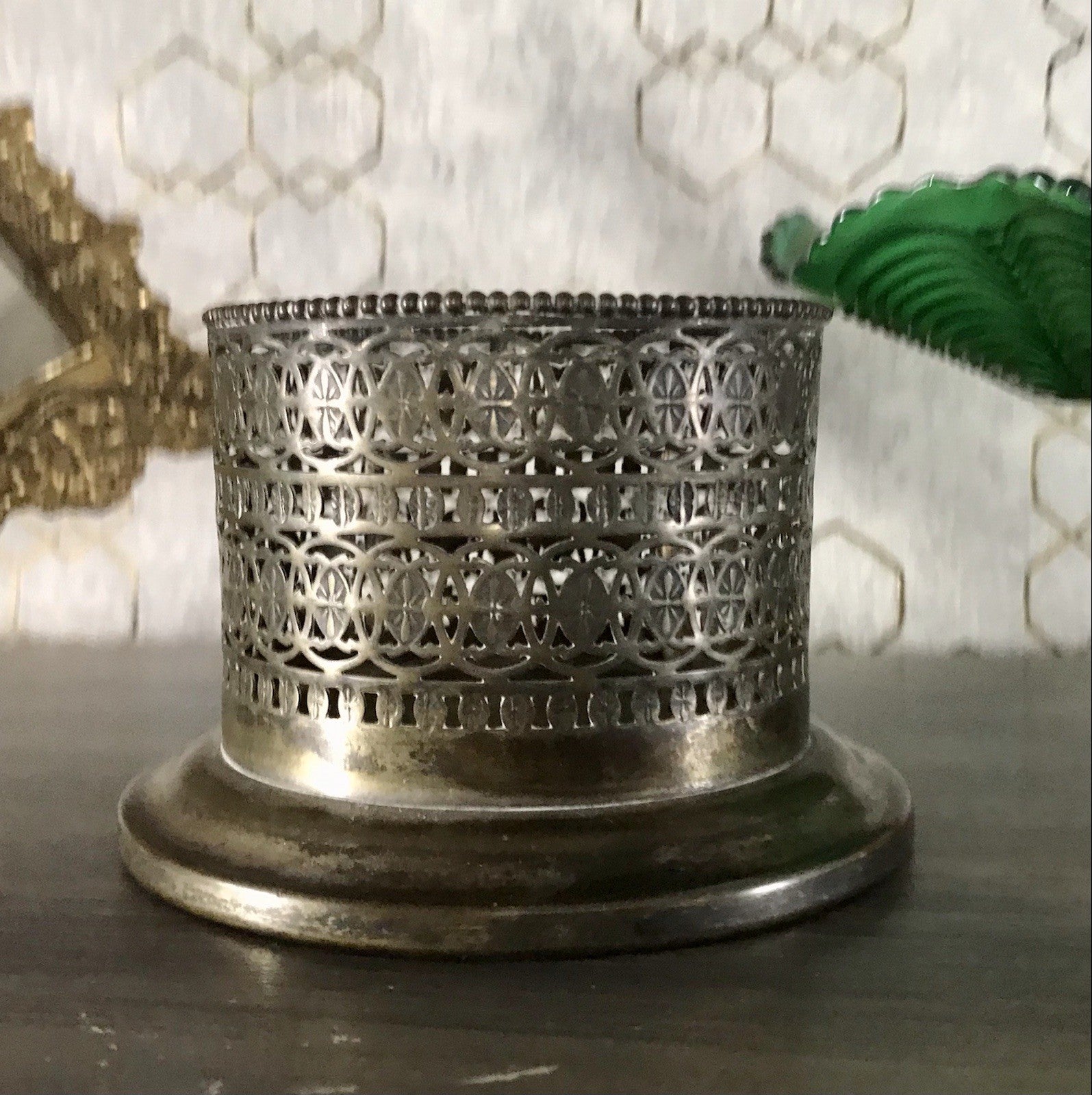 Antik Flaschenhalter Weinflaschenhalter versilbert Jugendstil wunderschön