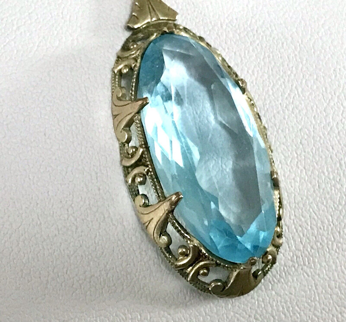 Antik Jugendstil Collier Halskette blauer Stein Anhänger Amerik. Doublè  A. Daub