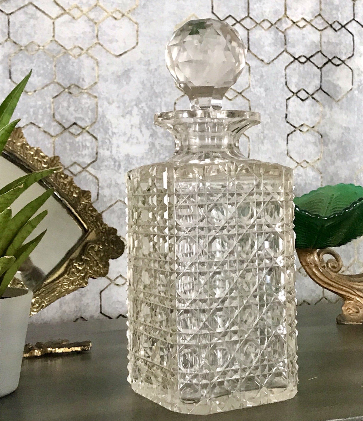 Antik ~1890 Baccarat 1x Glaskaraffe Karaffe Schnitt Bleikristall Edel! Dekanter