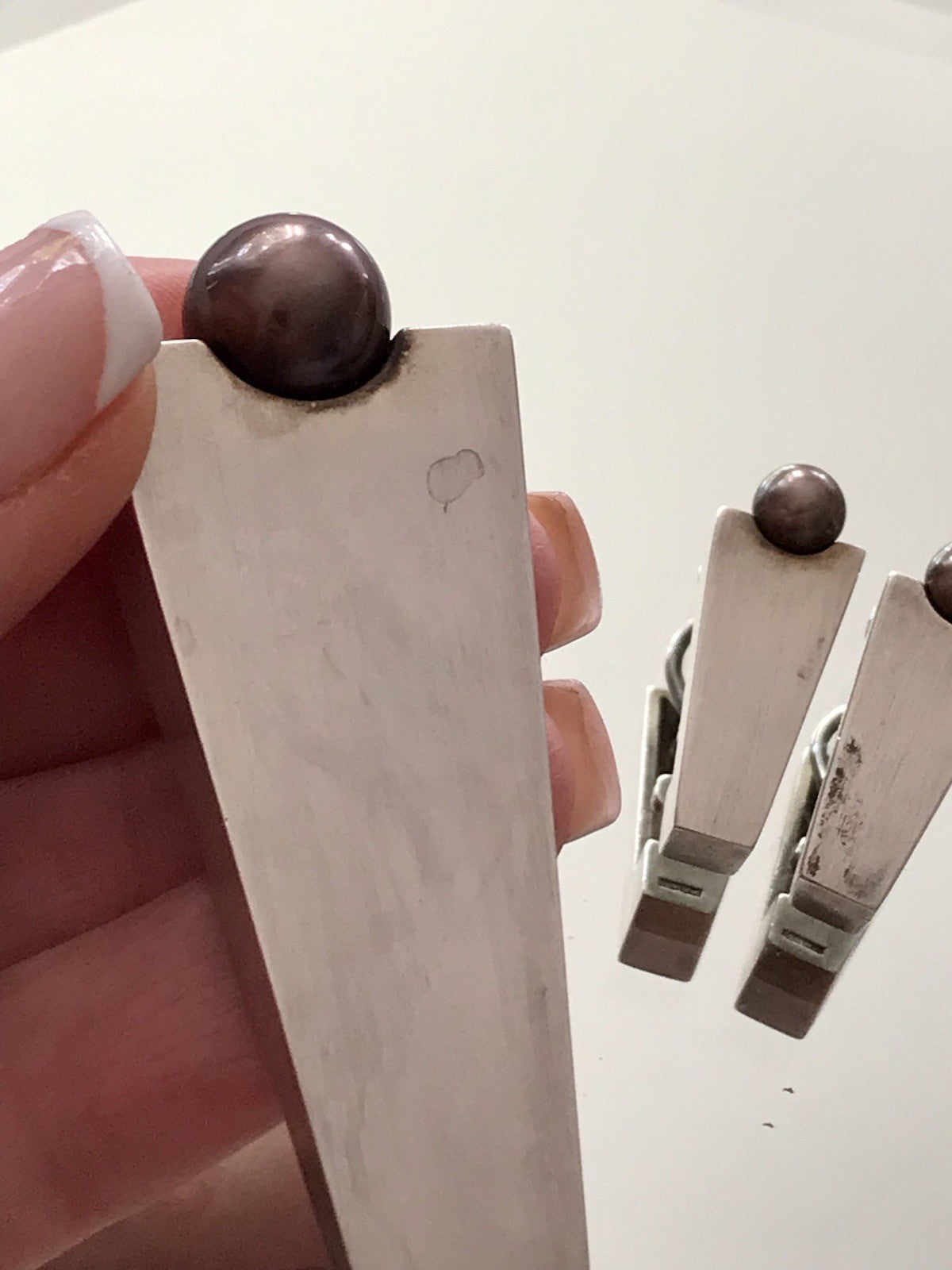 Damen Set Designer Schmuck Anhänger Ohrringe Silber 925 NW modernistisch Perle