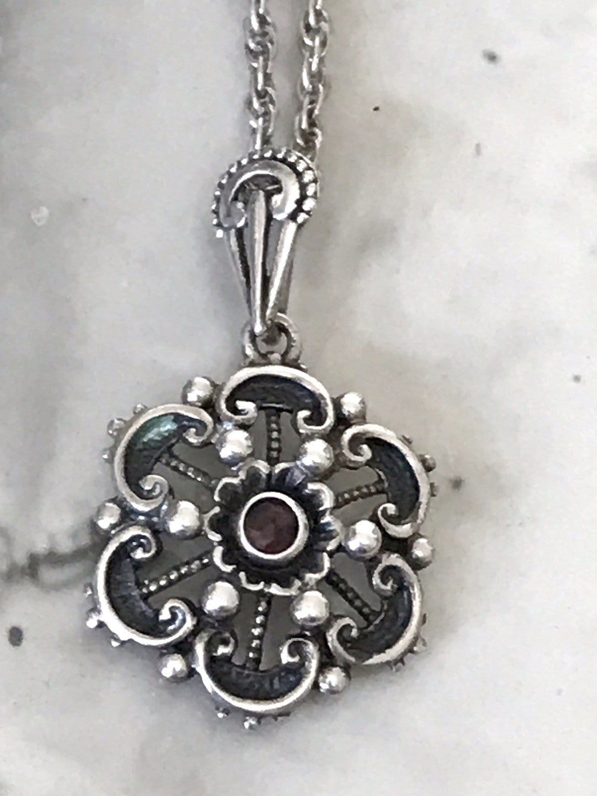 Antik ? Vintage Edel Halskette 925 Anhänger Kettenanhänger Silber 835 Rubin?